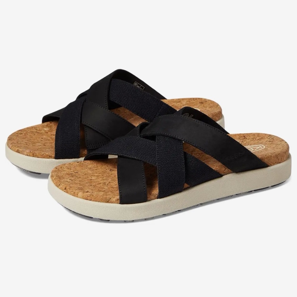 Keen Mixed Elle Black and Cork Slides Women’s Size 9.5